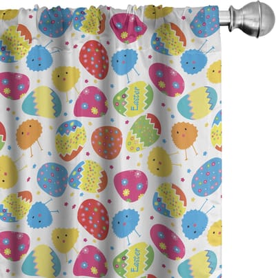 ABAKUHAUS Pasen gordijnen – 2x75x175 cm – microvezel – Lichtverduisterend – Multicolor