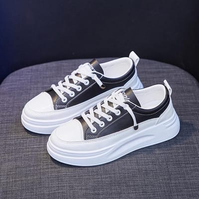 Baskets Mode Chaussures Femme Jeunes Filles Chaussures Décontractées Baskets Femme Chaussures Blanches Semelle Épaisse 3cm 36 noir