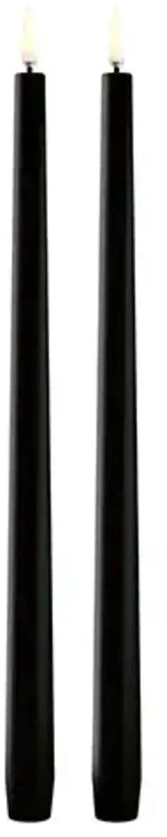 Uyuni Diner LED kaars , zwart 32cm - LED slim taper candle, Plain black Smooth, 2-pack, 2,3x32 cm - 2 kaarsen van 32cm in 1 verpakking
