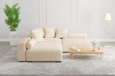 Bigsofa Lazy xxl - ultradiepe chillsofa corduroy ribstof Beige - volledig modulair Big sofa - Creëer een Hoekbank naar wens