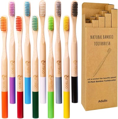 Bamboe Tandenborstels - Houten Tandenborstel Set - Dagelijkse Mondverzorging - Milieuvriendelijk Handvat - 10 Stuks - Multicolor