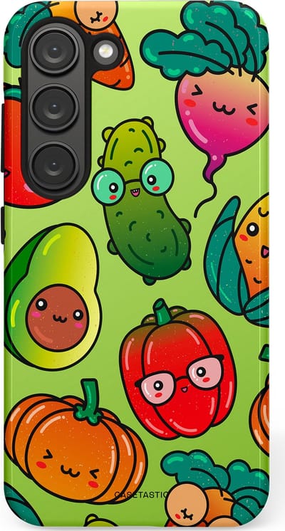 Casetastic Hoesje Geschikt voor Samsung S23 - Stijlvolle Beschermende Duo-layer Case - Cartoon Groente Mix