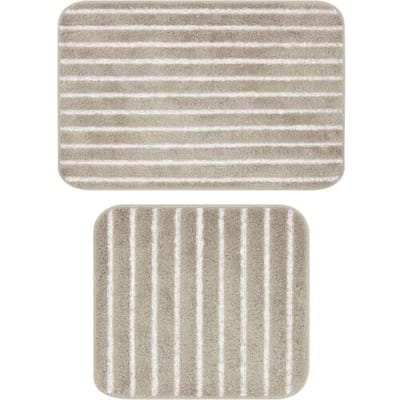 LIVARNO Badmat en toiletmat, 2-delig (Zonder uitsnede, Beige)