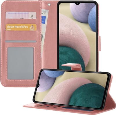 Hoesje - Geschikt voor Samsung Galaxy A12 - Luxe Bookcase - Walletcase Hoes - Portemonnee - Cover - Telefoonhoes - Rosé goud