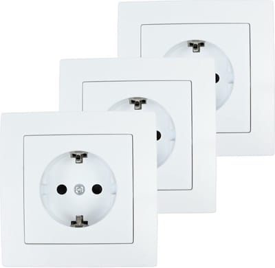 Benson Stopcontact RA - 6x - wit - inbouw - kunststof - 8 x 8 cm