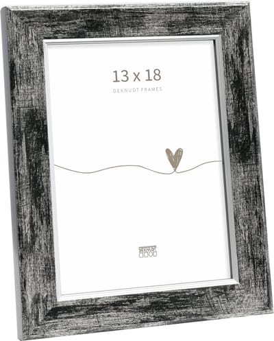Deknudt Frames fotolijst S45YE2 - zwart met zilver biesje - 13x18 cm