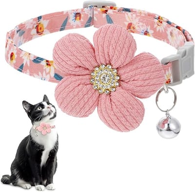 Daity Kattenhalsband met bel Kattenhalsband Kitten Verstelbare schattige kattenhalsband met bel Schattige kittenhalsbanden voor kleine puppy's