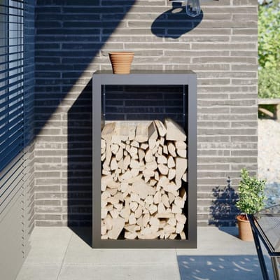 Brandhoutrek - Houtopslag - Open Haard - Houdt Hout Droog - 60 x 40 x 100 cm - Antraciet