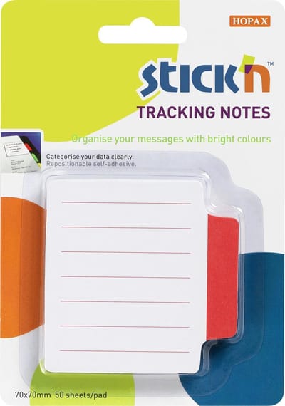 Stick'n Bladwijzer - Bookmark - Sticky Notes - 70x70mm - Gelinieerd - Rood - 50 Index Tabs