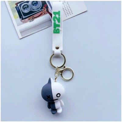 BT21 KPOP Eerste Generatie BTS PVC Hanger Anime Cartoon Rugzak Sleutelhanger Fan Collectie Cadeau Verjaardagscadeau Cadeau voor Koppels Premium Kwaliteit 10cm gray