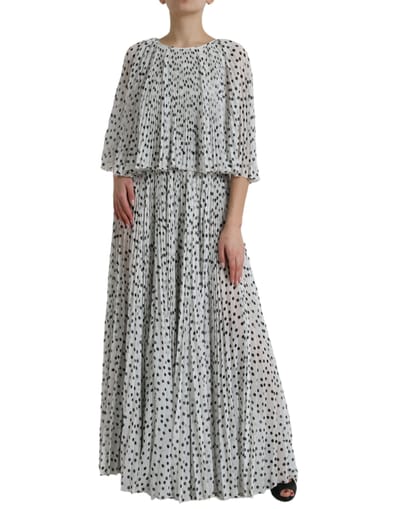 Gestreepte Plissé Maxi Jurk