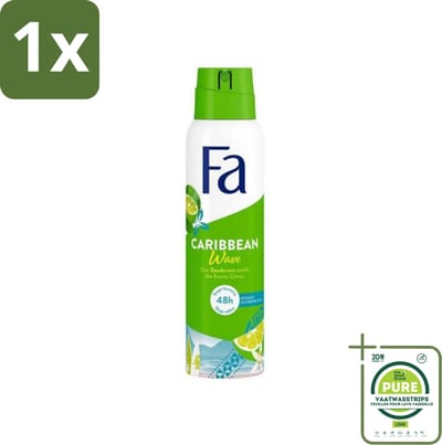 1 x Fa Deodorant Spray Lime Squeeze 150 ml - Deodorant Spray - Fa Caribbean Wave - Citroen Deodorant - Langdurige Bescherming - Frisse Geur