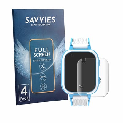 Savvies - Screenprotector voor Olivfant Kids Smartwatch 1.44" - Folie Beschermfolie transparant volledig dekking 4 Stuks