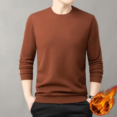 Dikke Velours Heren Warme Heren Herfst en Winter Casual Lange Mouw T-ronde Hals Warme Basis Sweatshirt 4XL brown