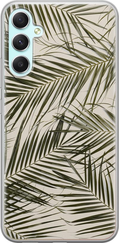 Leuke Telefoonhoesjes - Hoesje geschikt voor Samsung Galaxy A34 - Palmbladeren - Soft case - TPU - Planten - Groen