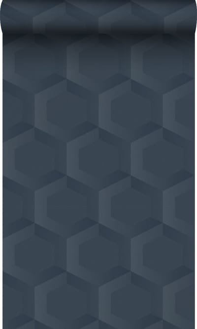 Origin Wallcoverings behang 3d hexagon motief donkerblauw - 53 cm x 10.05 m - 348022