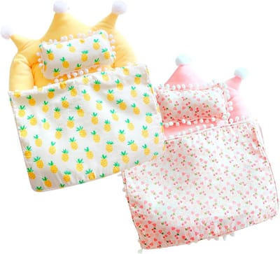 Poppenbeddengoed set - Miniatuur meubels - Fantasierijk spel - Stimuleert rollenspel - 32x30cm - Roze