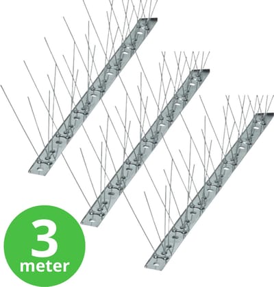 Duivenpinnen Metaal 3 meter - 80 Pinnen - 10 cm Hoog - RVS - Buigbare Duivenverjager - Vogelpinnen - Duivenwering - Vogelwering - Kattenverjager - Anti Klim Strip