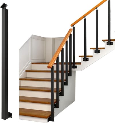 Metalen trapleuning - Zwarte reling - Veilig traplopen - Verstelbare hoekbeugel - 90 cm - Zwart
