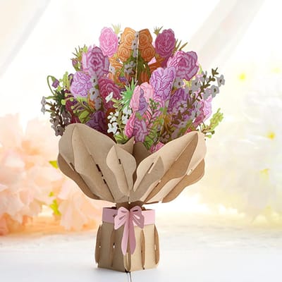 Grote 3D wenskaart met een bosje Bloemen- Inclusief envelop-perfect voor diverse gelegenheden-moederdag