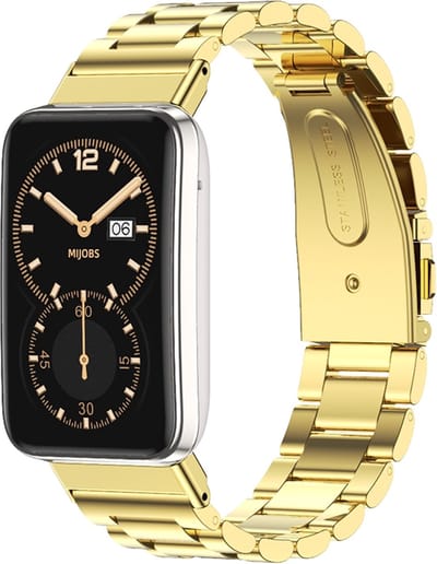 By Qubix - Metalen schakelband - Goud - Geschikt voor Xiaomi Smart Band 7 Pro / Mi Band 7 Pro bandje