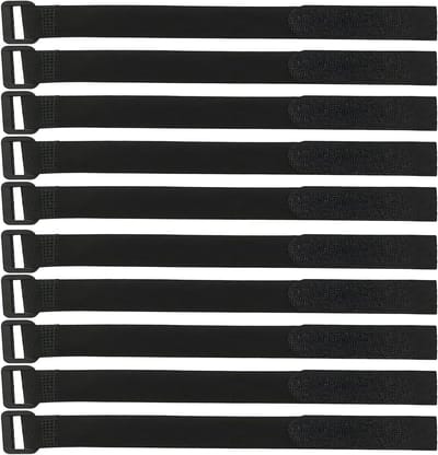 Robuuste zwarte strips voor het bevestigen van kabels, geschikt voor fietsen, bagage en meer (20 x 300 mm, herbruikbaar)