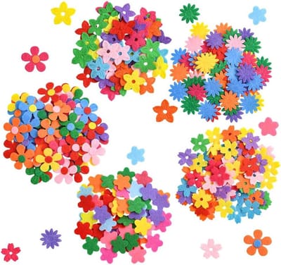 Bloemen Versieringen - Vilt Bloemen - Handgemaakte Decoraties - 5 Verschillende Stijlen - 300 Stuks - Gemengde Kleuren