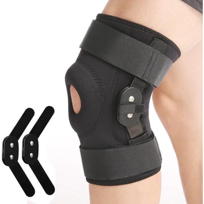 1PC Verstelbare Scharnierende Kniebrace Knieondersteuning Wrap voor Meniscusscheur Patellapees Ondersteuning Pijnverlichting Verrekkingen Verstuikingen enz.