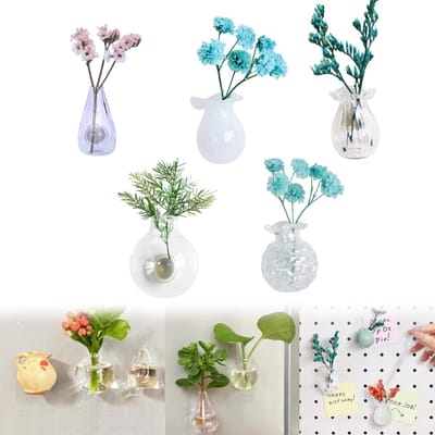 MAGICSHE Koelkastmagneten Decoratie, 5 Stuks, 3D Keramiek Mini Vaasmagneten, Leuke Decoratie voor Magneetborden, Koelkast, Thuis, Kantoor, Whiteboards, Foto's