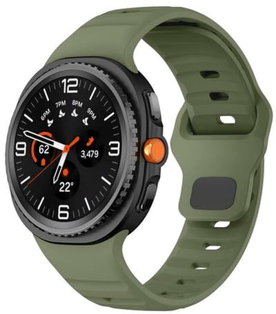 By Qubix - smartwatch bandje - Compatible Samsung bandje - Wave siliconen band - Donkergroen - Geschikt voor Samsung Galaxy Watch 9 (40/44mm) - Watch 8 (40/44mm) - Watch 8 Classic (46mm)