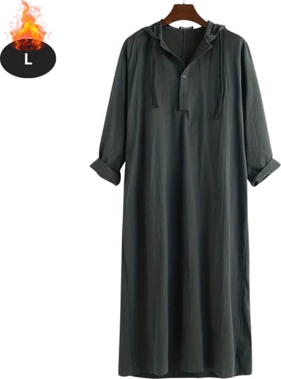 Nivard Islamitische Kleding - Djellaba Heren - Moslim Kleding - Arabisch Mannen Kaftan - Alhamdulillah - Donkergrijs L
