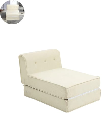 Slaapstoel - Uitklapbaar - Slaapbank - Logeerbed - Zetelbed - Slaapfauteuil - Vouwbed - 1 persoons - Zeer comfortabel - Crèmewit