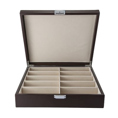 Emilie collection - brillendoos - bruin - luxe opbergdoos voor 10 brillen en zonnebrillen - maat Large