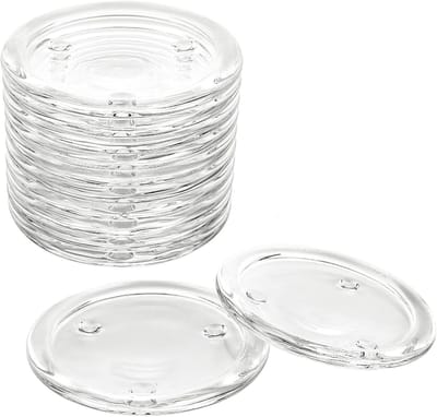 Cosensi- Kaarsenonderzetters 12 stuks - 10 cm - Glas - Transparant - Kandelaar voor Stompkaarsen - Bruiloften/Feesten - Gemakkelijk schoon te maken - Kaarsenhouders