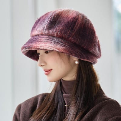 Nieuwe Herfst- en Winterstijl Plus Fluweel Verdikt Tie Dye Baret Koreaanse Versie Veelzijdige Grote Hoofd Schildersmuts Outdoor Winddichte en Warme Hoed average size