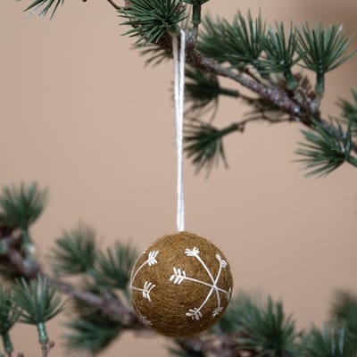 Kerstbal Vilt Rond - Gingerbread Small - 5cm - Fairtrade