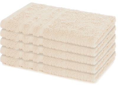 Lavea® Set van 5 Handdoeken 30×50 cm – 100% Katoen – Zacht & Absorberend – Gastendoekje – Voor Badkamer, Hotel & Spa - Premium Absorptie & Duurzaam – Crème