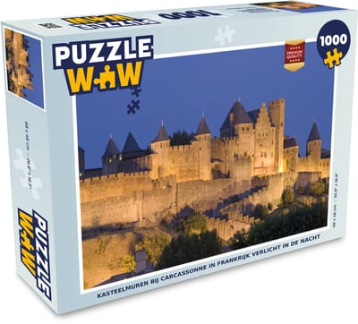 Puzzel Carcassonne - Verlichting - Kasteel - Legpuzzel - Puzzel 1000 stukjes volwassenen