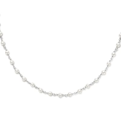 YO&NO - Ketting - Dames - Synth - Parels - 40 + 5 cm - Sieraden Vrouw - Zilver 925