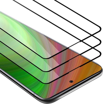 Cadorabo 3x Screenprotector geschikt voor Samsung Galaxy A71 4G Volledig scherm pantserfolie Beschermfolie in TRANSPARANT met ZWART - Getemperd (Tempered) Display beschermend glas in 9H hardheid met 3D Touch