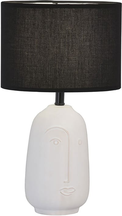 Tafellamp Nachtlamp Tafellamp Nachtlamp Slaapkamerlamp Leeslamp, wit keramiek, zwarte stoffen kap, 1x E14, H 38,5 cm