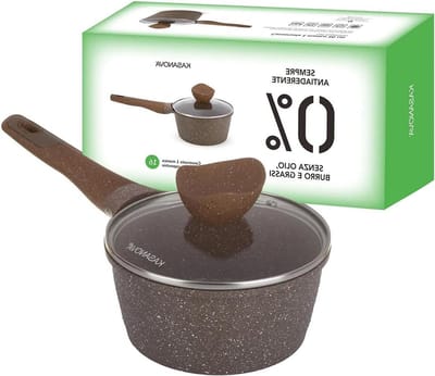 Casserole Pan - Kookpan Koekenpan - Gezond Koken - Uitstekende Anti-aanbaklaag - 16 cm - Bruin