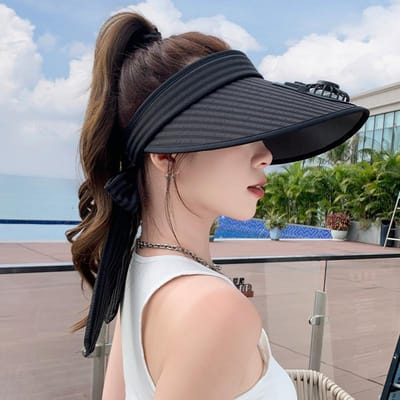 Hoed met Ventilator Zomer Nieuwe Stijl voor Dames Zonbeschermingshoed Grote Rand Lege Top Hoed Laat Kleine Volwassen Zonnehoed Zien