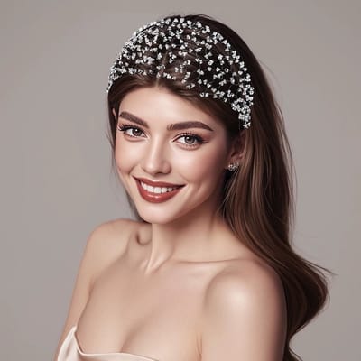 Luxe Gebreide Kristallen Haarnet – Handgemaakt Haaraccessoire voor Bruiloft & Feest