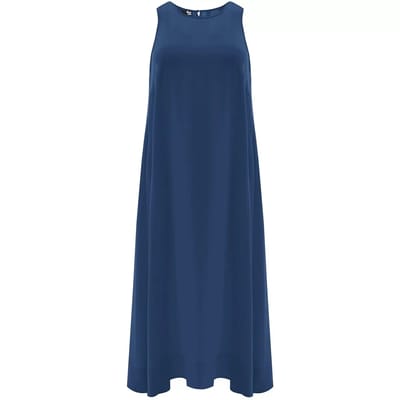 Lange Mouwloos Crepe Jurk Dames Mat Fashion