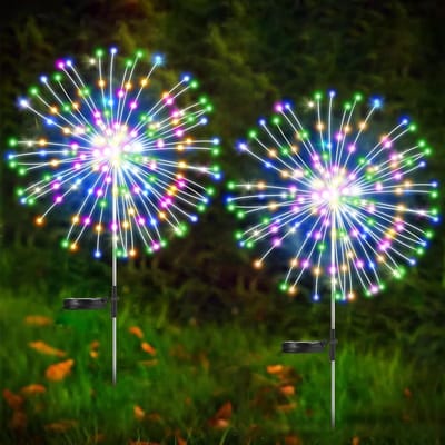 2-Pack Zonne Vuurwerk Lichten 200 LED - 8 Modes Waterdicht Voor Tuin & Pad