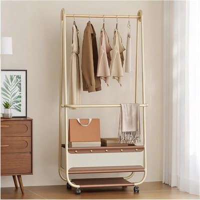 Kledingrek Dubbel - Garderoberek Mobiel - Kleding Opbergen - Met Wielen - 100 cm - Wit