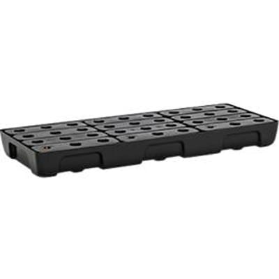 Lekbak voor kleine bakken CEMO 10/4, inhoud 21 l, voor legbordafmetingen 1000 x 400 mm, met rooster, met goedkeuring, stapelbaar, polyetheen, zwart