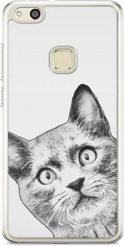 Casimoda® hoesje - Geschikt voor Huawei P10 Lite - Kiekeboe Kat - Siliconen/TPU - Soft Case - Zwart - Kat