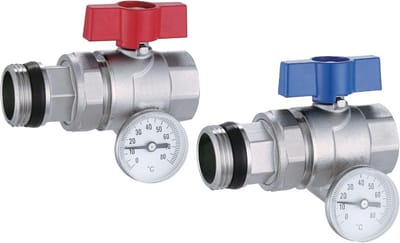 Hoek Kogelkraan 1 Inch met Thermometer voor Verwarming en Sanitair